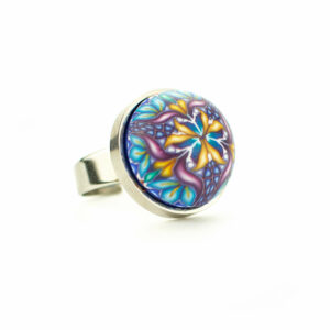Anillo, artesanal, artesanía, millefiori, caleidoscopio, colores, samarcanda