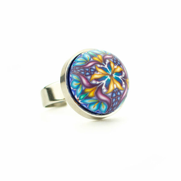 Anillo, artesanal, artesanía, millefiori, caleidoscopio, colores, samarcanda