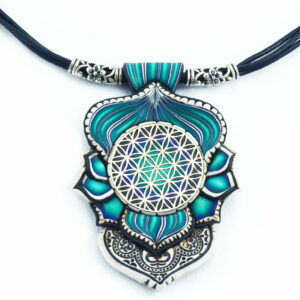 collar colgante artesnía cantabria handmade azul añil flo de la vida