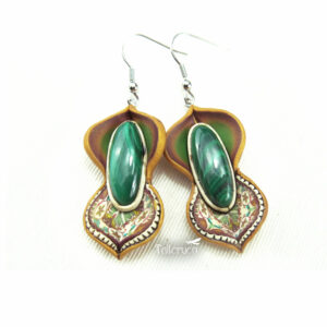 pendiene artesanal artesanía original única semipreciosa boho hippie chic malaquita verde otoño