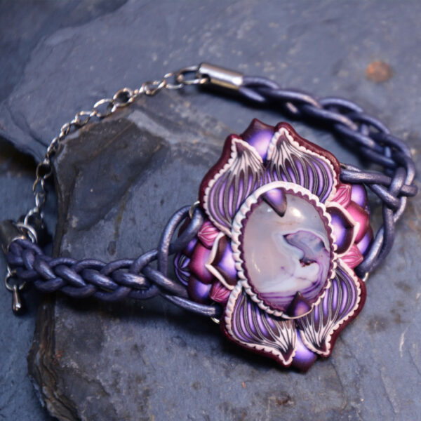 pulsera artesanal cantabria semipreciosa morada